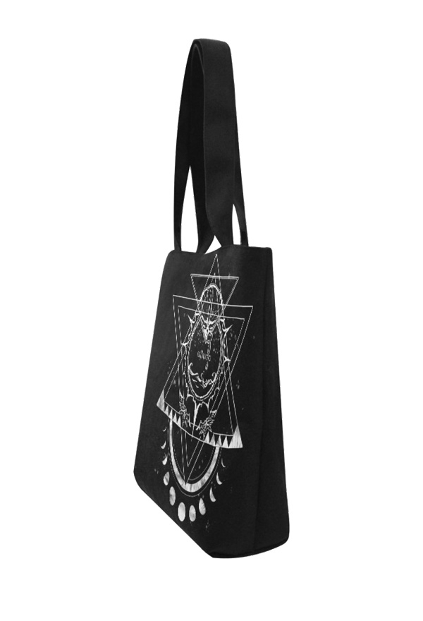 Gothic Alternative Fashion Beach Canvas Bag Black Dark Pentagram Prints Reusable Tote Bag for Beach Travel Gothic Alternative Fashion Beach Canvas Bag Black Dark Pentagram Prints Reusable Tote Bag for Beach Travel