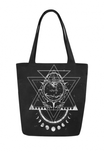 Gothic Alternative Fashion Beach Canvas Bag Black Dark Pentagram Prints Reusable Tote Bag for Beach Travel