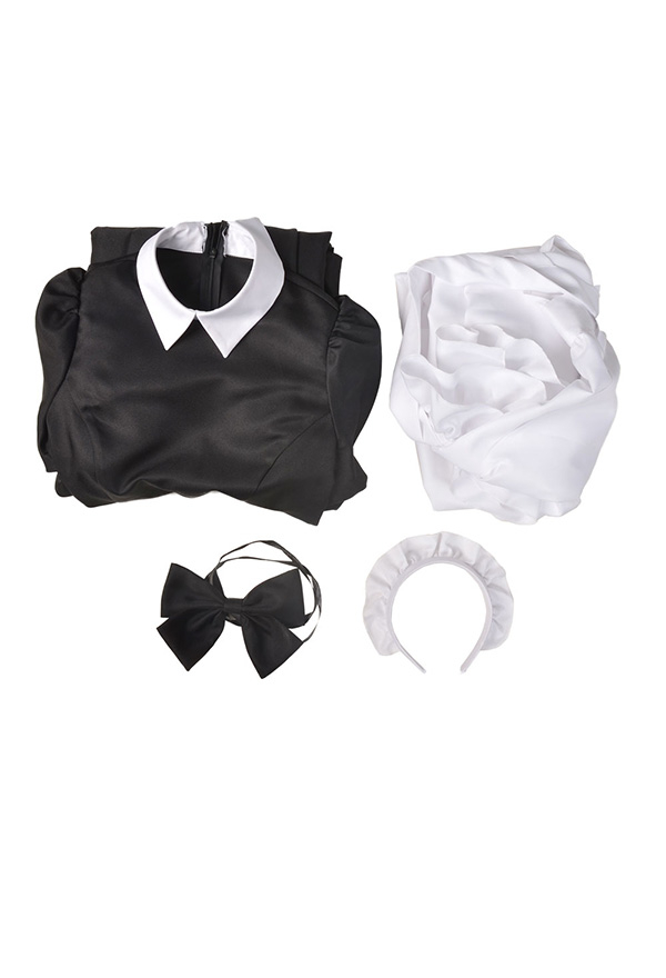 Gothic Victorian Fancy Maid Dress Retro Style Black and White Ruffle Decorated Servant Long Dress Halloween Costume Gothic Victorian Fancy Maid Dress Retro Style Black and White Ruffle Decorated Servant Long Dress Halloween Costume
