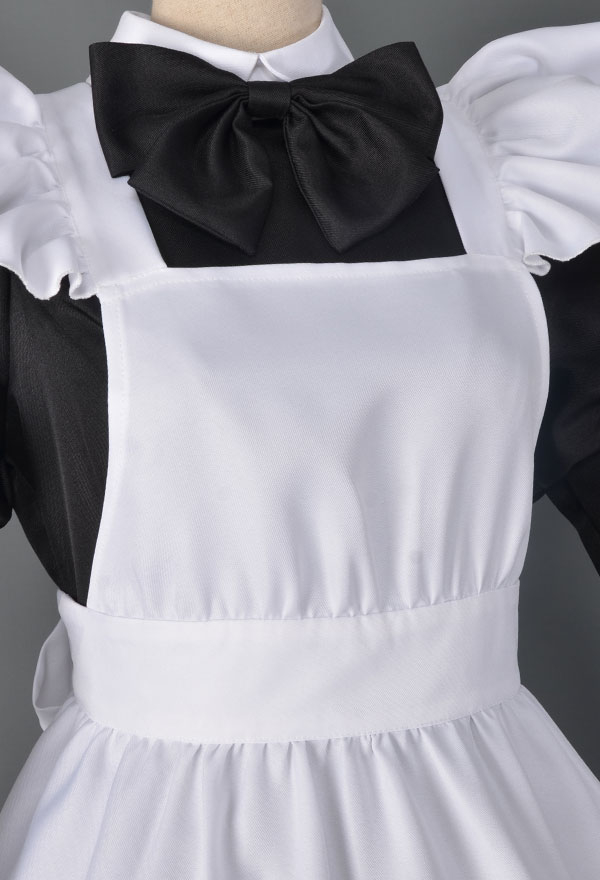 Gothic Victorian Fancy Maid Dress Retro Style Black and White Ruffle Decorated Servant Long Dress Halloween Costume Gothic Victorian Fancy Maid Dress Retro Style Black and White Ruffle Decorated Servant Long Dress Halloween Costume