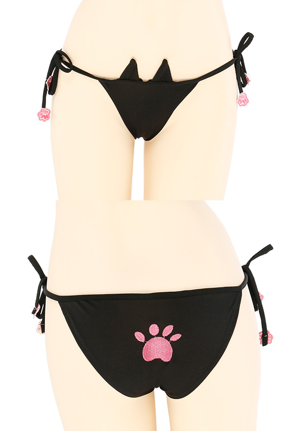 Kawaii Cat Girl Lingerie Set Black Sexy Soft Fabric Two Piece Bikini Set
