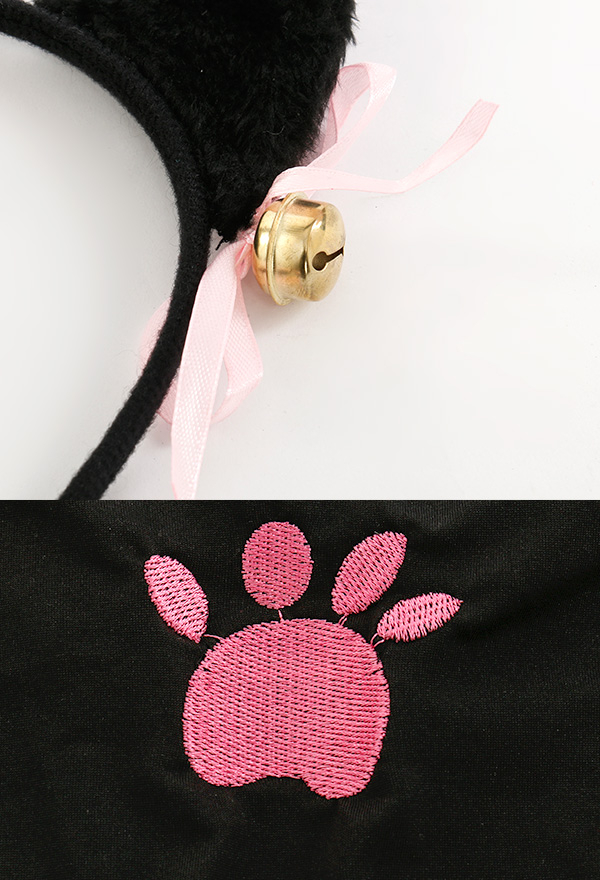Kawaii Cat Girl Lingerie Set Black Sexy Soft Fabric Two Piece Bikini Set
