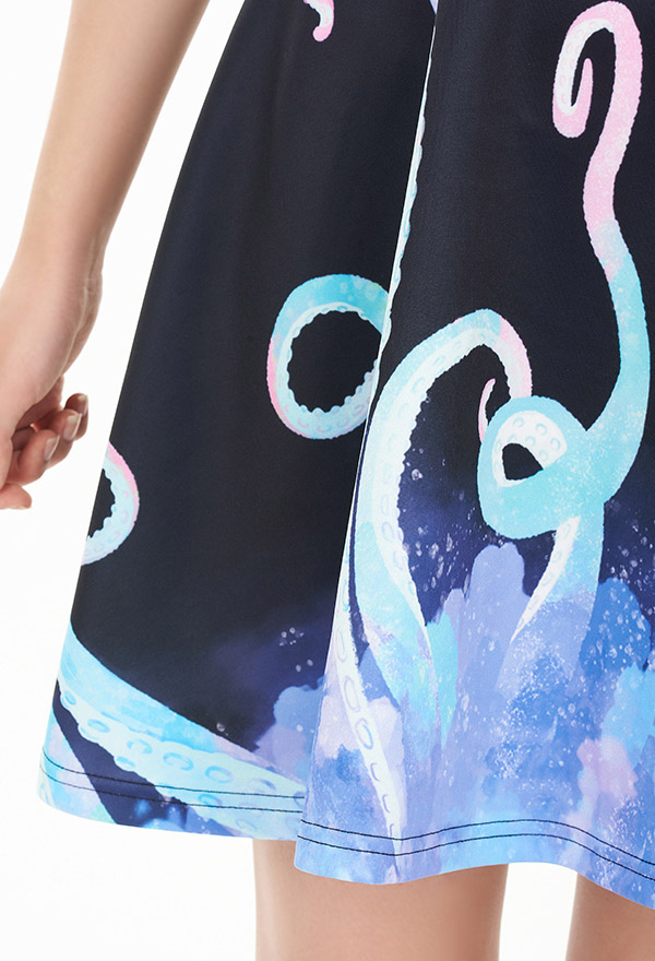 Women Gothic Black Pastel Tentacle Print Tank Dress for Summer Women Gothic Black Pastel Tentacle Print Tank Dress for Summer
