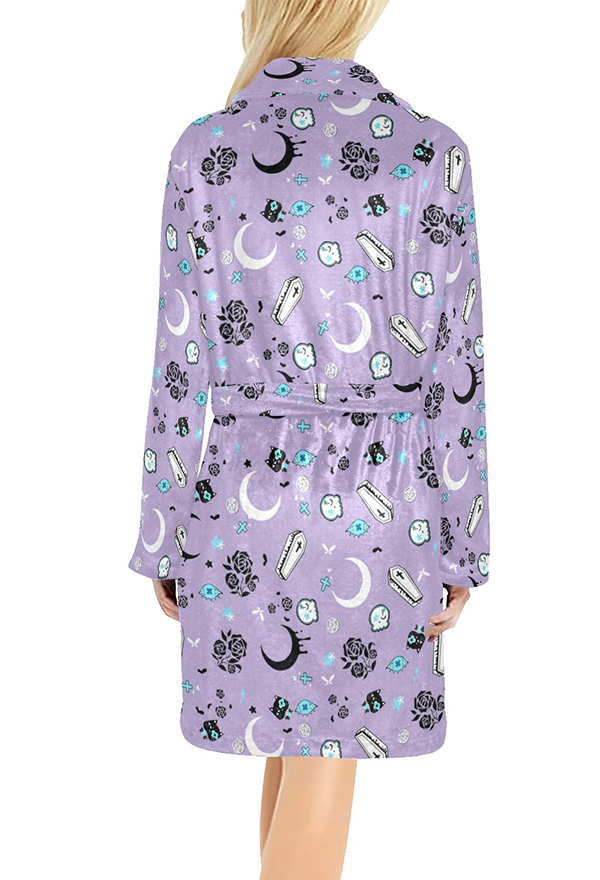 Meowcos.com Women Bathrobe Shower Robes Warm Robe Kimono House Sleepwear Flannel Comfy Loungewear