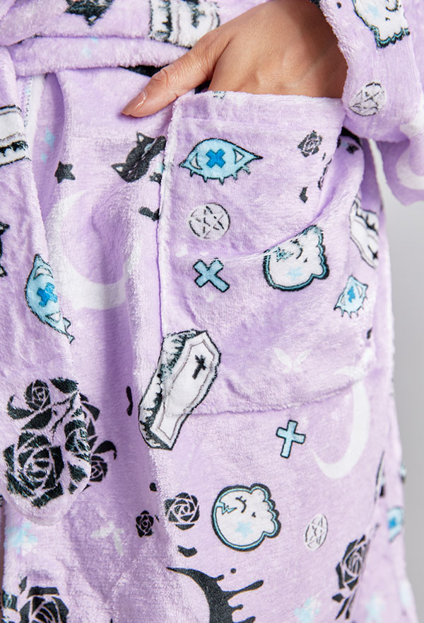 Meowcos.com Women Bathrobe Shower Robes Warm Robe Kimono House Sleepwear Flannel Comfy Loungewear