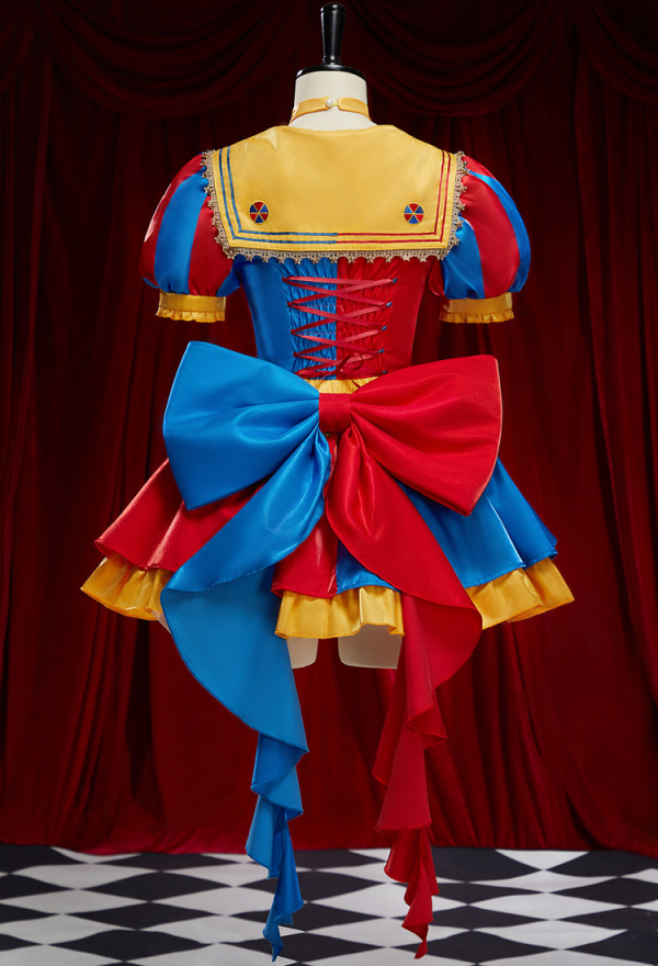 TADC Clown Girl Cosplay Costume Pomni Derivative Halloween Sailor Suit Casual Outfit Sailor Dress with Hat Gloves