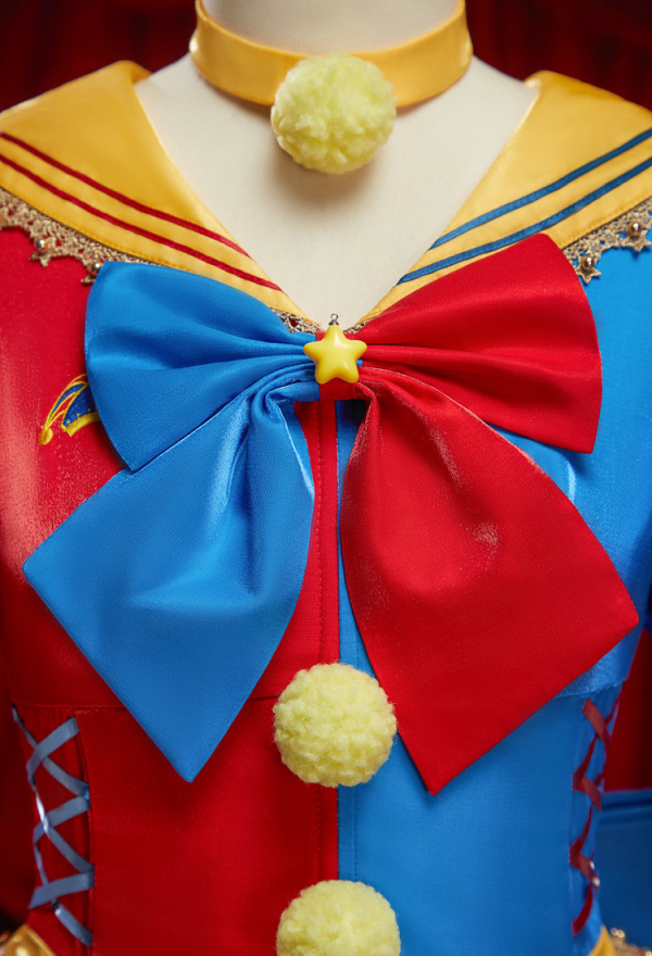 TADC Clown Girl Cosplay Costume Pomni Derivative Halloween Sailor Suit Casual Outfit Sailor Dress with Hat Gloves