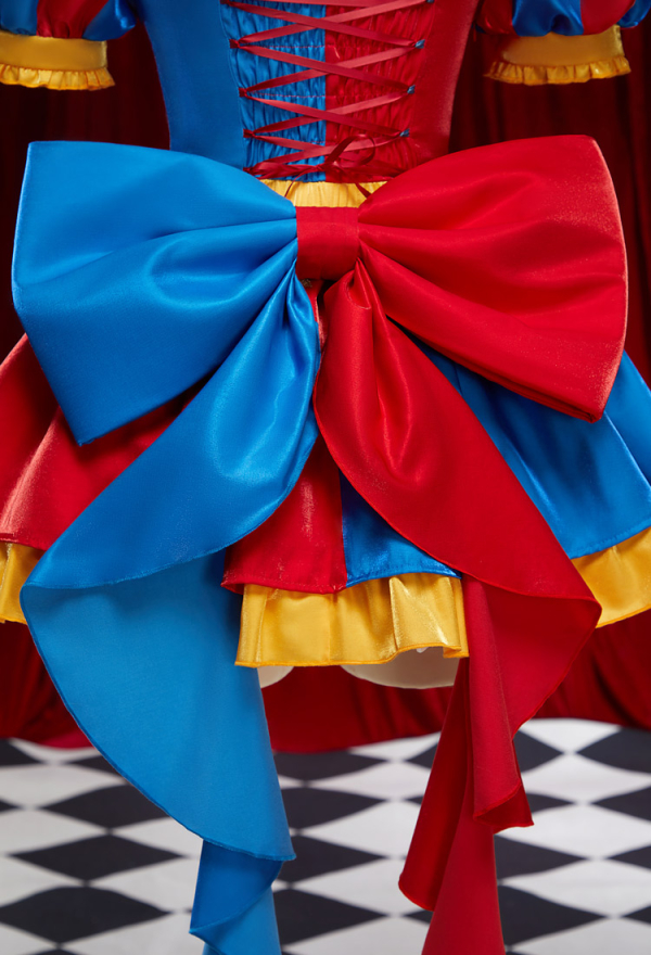 TADC Clown Girl Cosplay Costume Pomni Derivative Halloween Sailor Suit Casual Outfit Sailor Dress with Hat Gloves