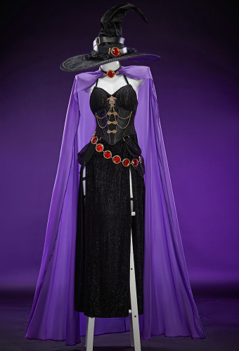 Love Healer Halloween Witch Costume Halter Neck Dress with Cape and Hat