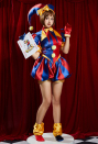 Halloween Cosplay Costume Blue Red Jumpsuit and Hat with Gloves and Socks