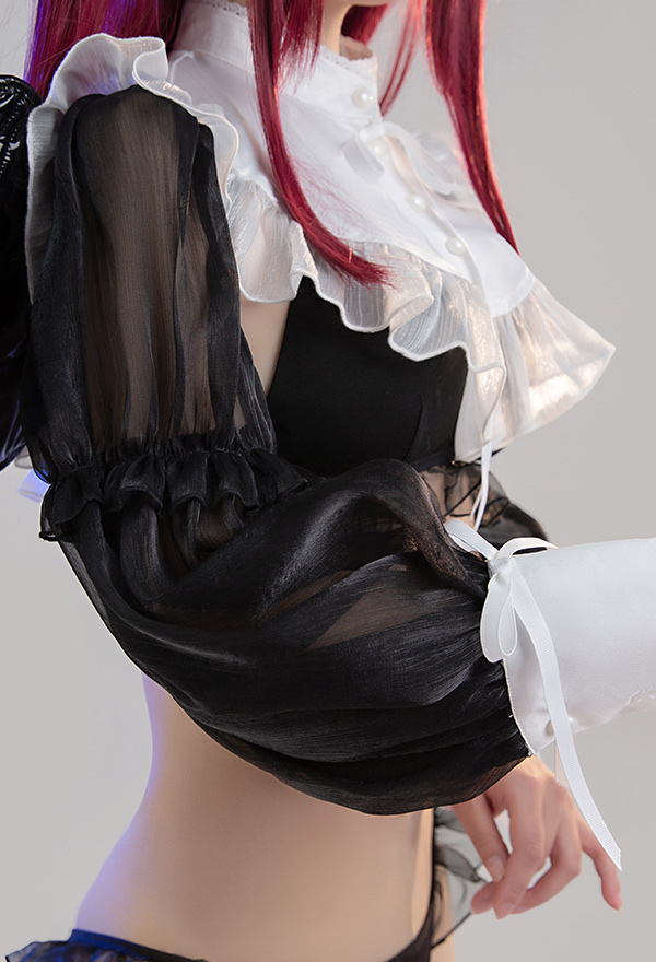 Spell on U Gothic KM Bat Style Lace Hem Long Sleeve Top and Panty Sexy Lingerie Set
