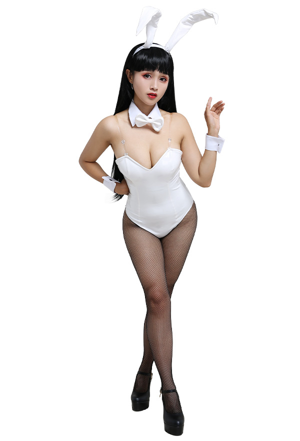 Bunny Girl Backless Outfit Japanese Style Black PU Leather One Piece Bodysuit Bunny Girl Backless Outfit Japanese Style Black PU Leather One Piece Bodysuit