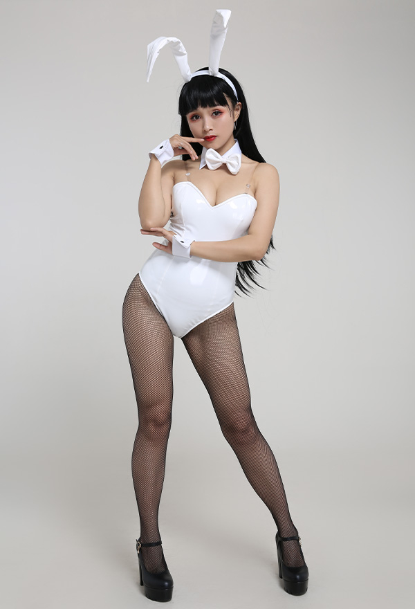 Bunny Girl Backless Outfit Japanese Style Black PU Leather One Piece Bodysuit Bunny Girl Backless Outfit Japanese Style Black PU Leather One Piece Bodysuit