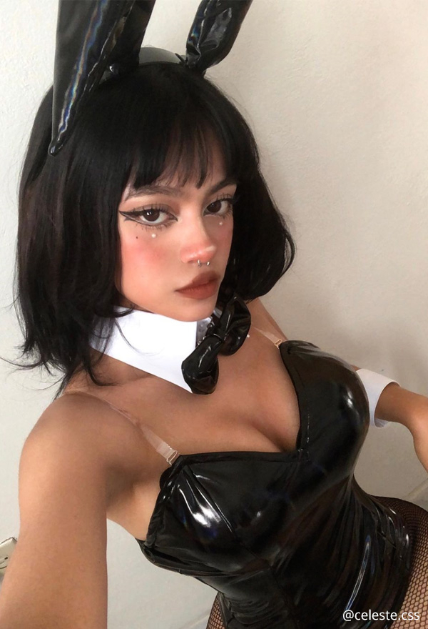 Bunny Girl Backless Outfit Japanese Style Black PU Leather One Piece Bodysuit Bunny Girl Backless Outfit Japanese Style Black PU Leather One Piece Bodysuit