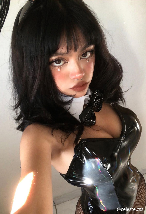 Bunny Girl Backless Outfit Japanese Style Black PU Leather One Piece Bodysuit Bunny Girl Backless Outfit Japanese Style Black PU Leather One Piece Bodysuit