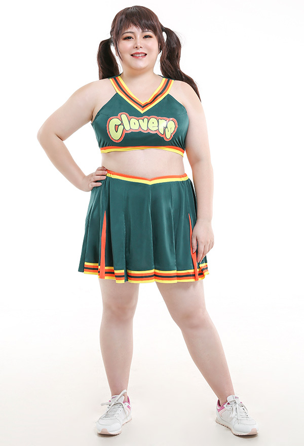 Women Halloween Dance Party Uniform Clover Pattern Cheerleader Performance Costume Plus Size Women Halloween Dance Party Uniform Clover Pattern Cheerleader Performance Costume Plus Size