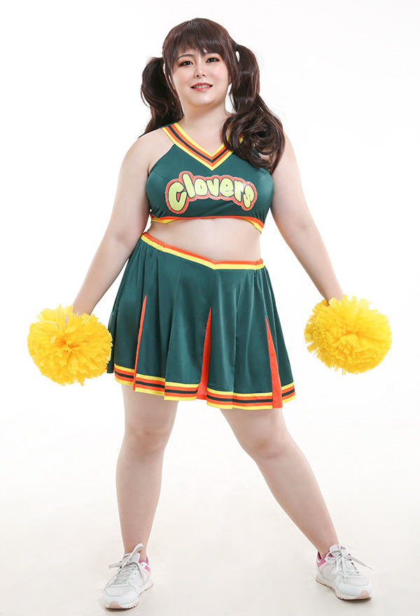 Women Halloween Dance Party Uniform Clover Pattern Cheerleader Performance Costume Plus Size Women Halloween Dance Party Uniform Clover Pattern Cheerleader Performance Costume Plus Size