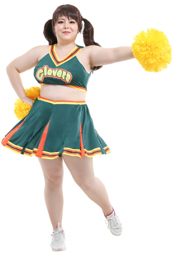 Women Halloween Dance Party Uniform Clover Pattern Cheerleader Performance Costume Plus Size