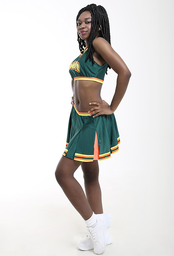 Women Halloween Dance Party Uniform Clover Pattern Cheerleader Performance Costume