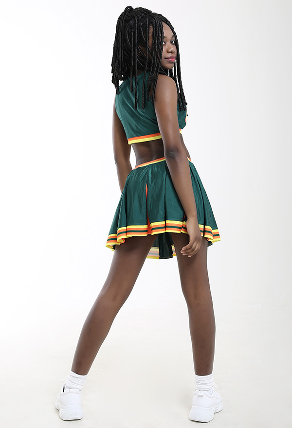 Women Halloween Dance Party Uniform Clover Pattern Cheerleader Performance Costume