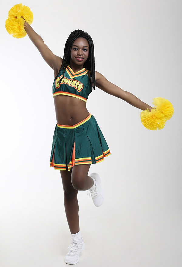 Women Halloween Dance Party Uniform Clover Pattern Cheerleader Performance Costume