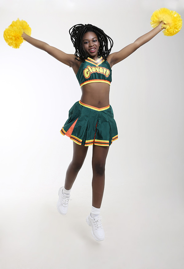 Women Halloween Dance Party Uniform Clover Pattern Cheerleader Performance Costume