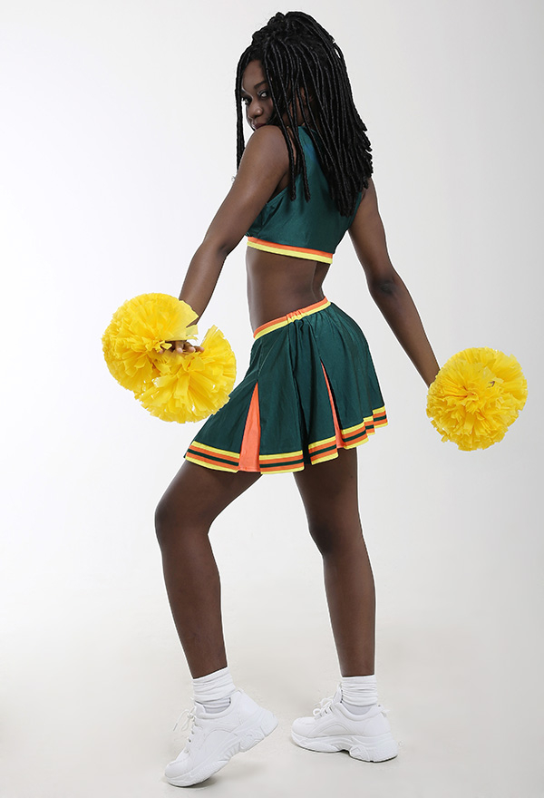 Women Halloween Dance Party Uniform Clover Pattern Cheerleader Performance Costume
