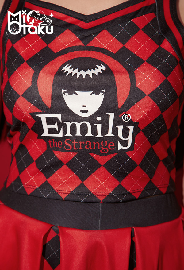 Emily the Strange Halloween Costume Two-Piece Uniform Plaid Halter Navel Top and Skirt
