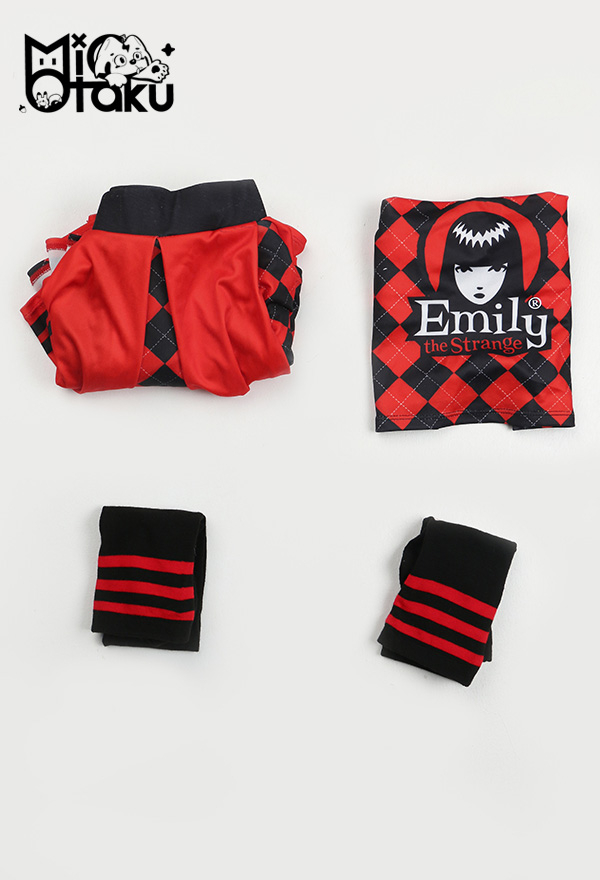 Emily the Strange Halloween Costume Two-Piece Uniform Plaid Halter Navel Top and Skirt