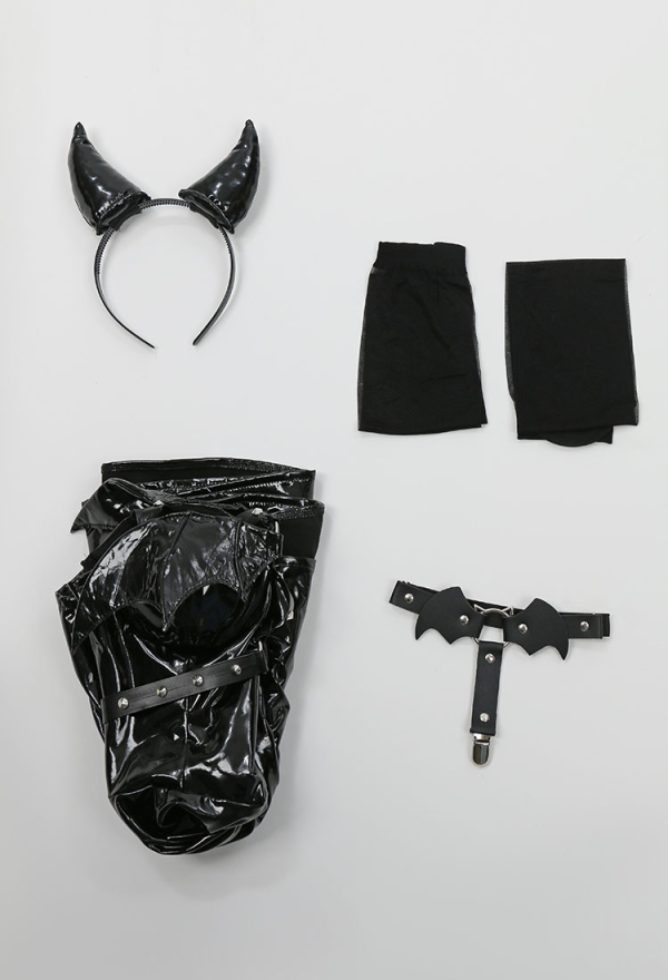 MIDNIGHT DEVIL Gothic Bat Style Dress Black Bat Wing Design Halter Dress