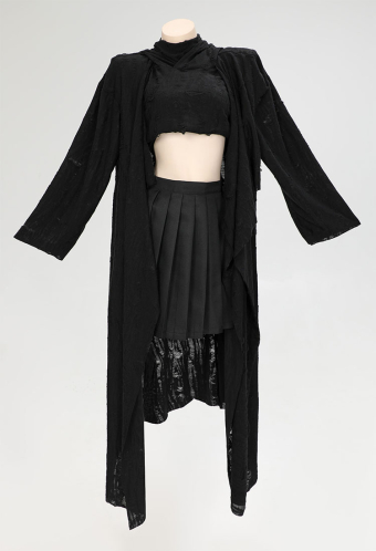 DARK BREATH Gothic Hooded Coat Black Post-apocalyptic Coat
