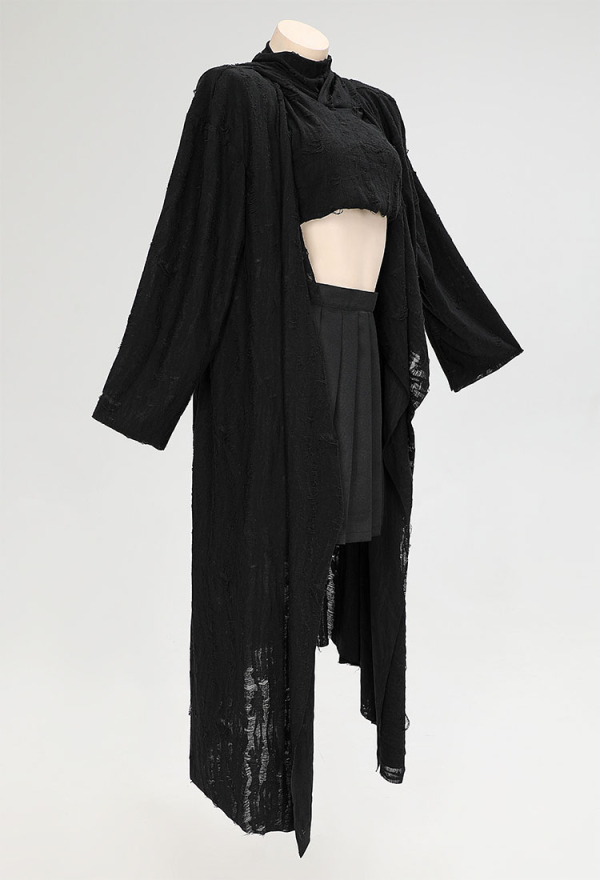 DARK BREATH Gothic Hooded Coat Black Post-apocalyptic Coat