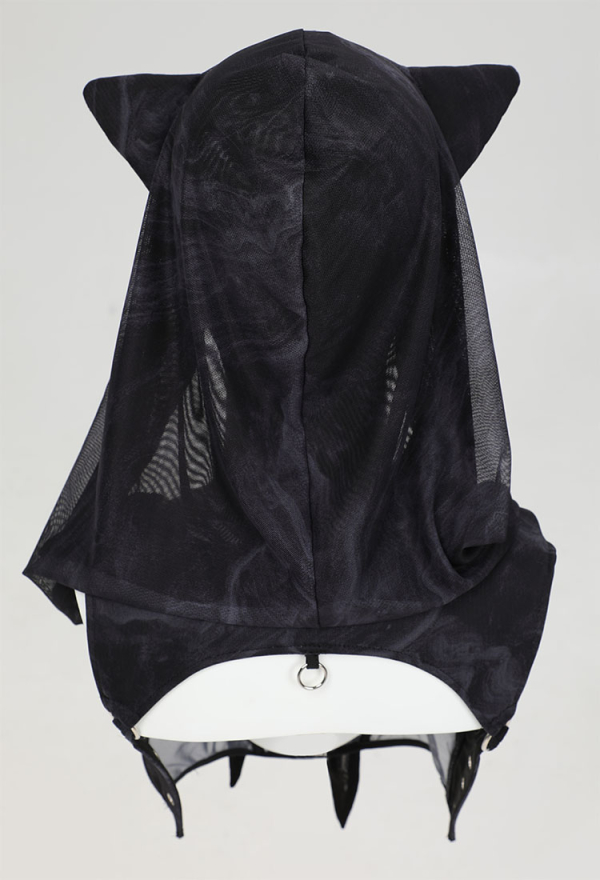 Wasteland Style Black Casual Outfit Short Hooded Top and Skirt with Arm Sleeves