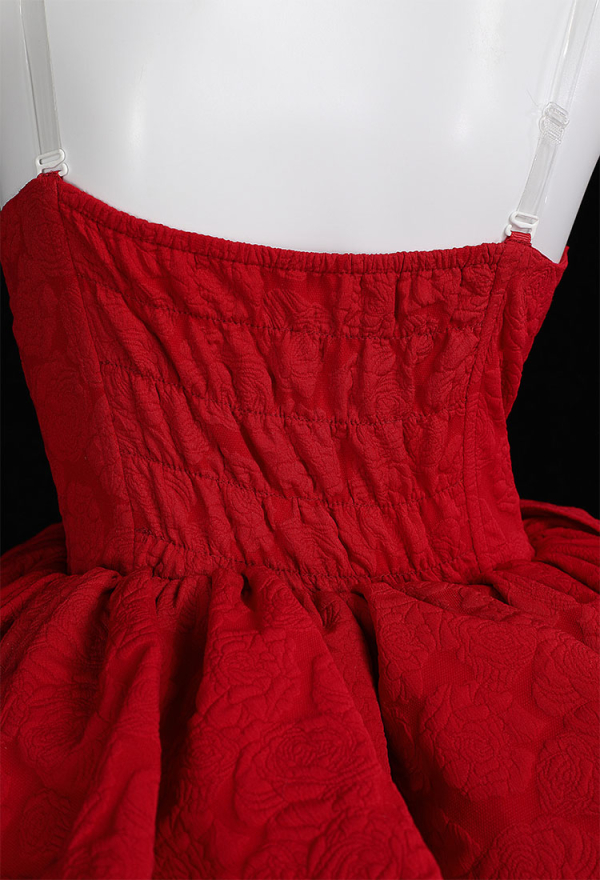 Gothic Cosplay Costume Red Strapless Tube Dress with Headband with Thigh-High Stockings and Gloves Gothic Cosplay Costume Red Strapless Tube Dress with Headband with Thigh-High Stockings and Gloves