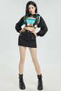 Venom Assassin Gothic Casual Outfit Top and Triangle Bottom with Short Hooded Sweatshirt