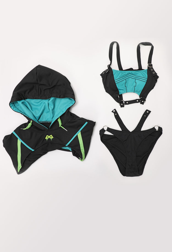 Venom Assassin Gothic Casual Outfit Top and Triangle Bottom with Short Hooded Sweatshirt Venom Assassin Gothic Casual Outfit Top and Triangle Bottom with Short Hooded Sweatshirt