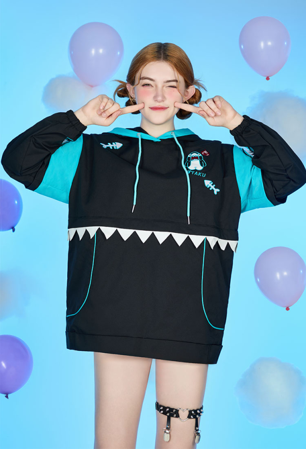Shark Hoodie Black and Blue Paw Hoodie Daily Wear