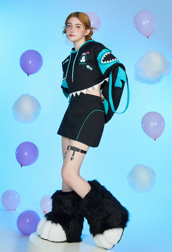 Shark Hoodie Black and Blue Paw Hoodie Daily Wear