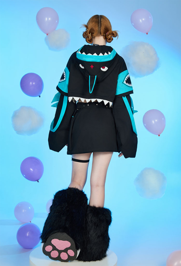 Shark Hoodie Black and Blue Paw Hoodie Daily Wear