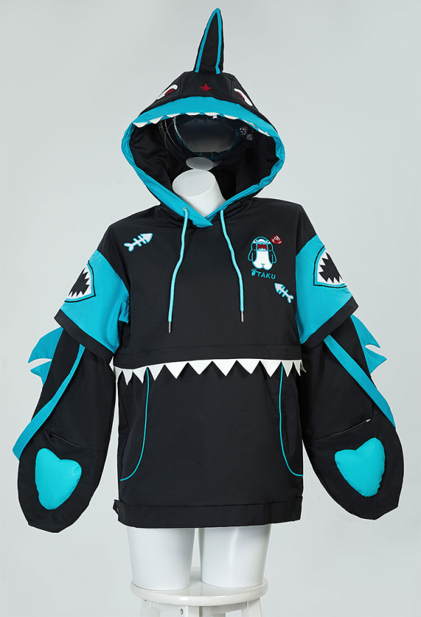 Shark Hoodie Black and Blue Paw Hoodie Daily Wear