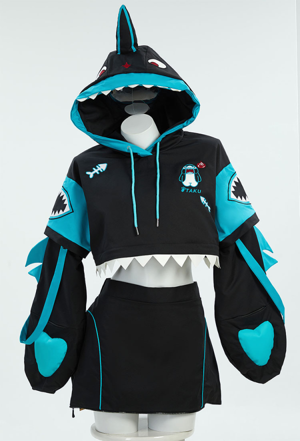Shark Hoodie Black and Blue Paw Hoodie Daily Wear