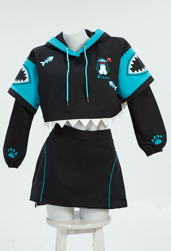Shark Hoodie Black and Blue Paw Hoodie Daily Wear
