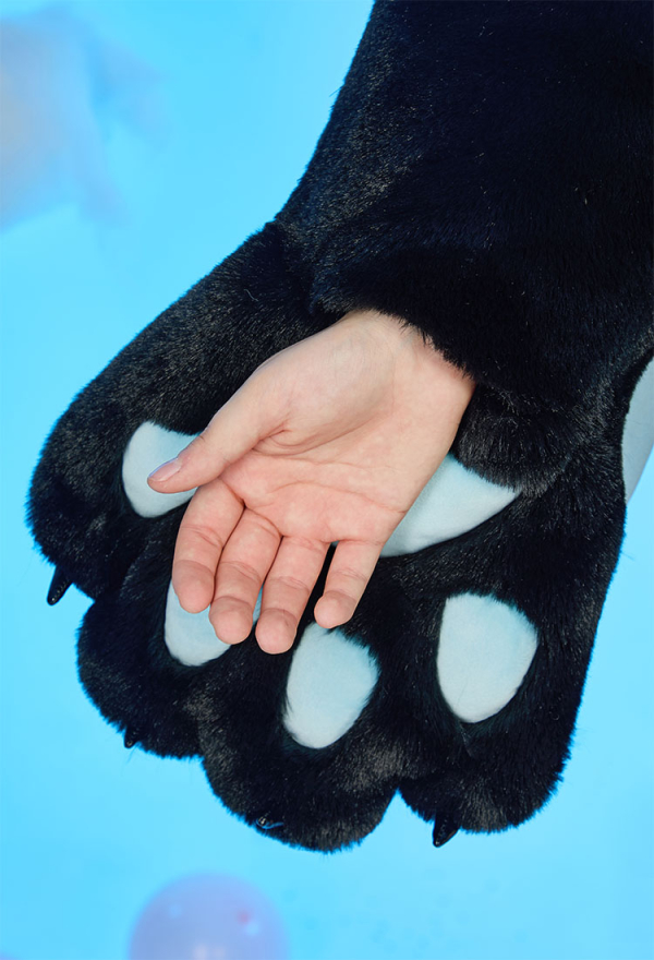 Dizzy Shark-Kitten Black and Blue Paw Hoodie Daily Wear Dizzy Shark-Kitten Black and Blue Paw Hoodie Daily Wear