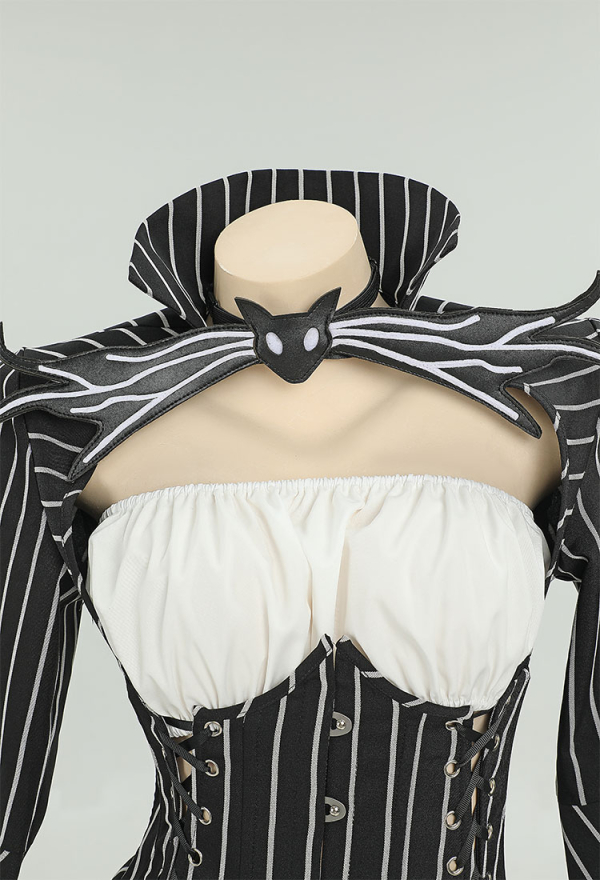 Sweet Nightmare Jack Skellington Style Gothic Costume Long Sleeve Top and Tube Top with Skirt and Gloves Sweet Nightmare Jack Skellington Style Gothic Costume Long Sleeve Top and Tube Top with Skirt and Gloves