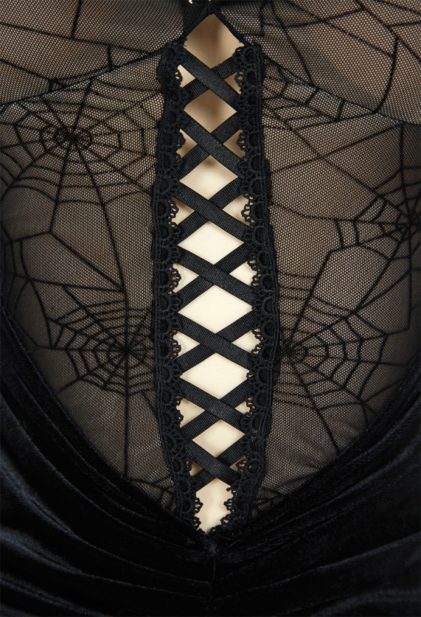 Withered Rose Gothic Style Black Long Dress Spiderweb Style Long Slit Bodycon Dress Costume Withered Rose Gothic Style Black Long Dress Spiderweb Style Long Slit Bodycon Dress Costume