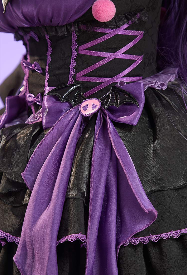 Anime Doll Derivative Halloween Witch Costume Set Gothic Lolita Dress with Cape and Hat