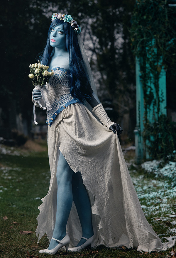 Gothic Halloween Graveyard Ghost Dress Cotton Bride Skeleton Dress with Headdress Gothic Halloween Graveyard Ghost Dress Cotton Bride Skeleton Dress with Headdress