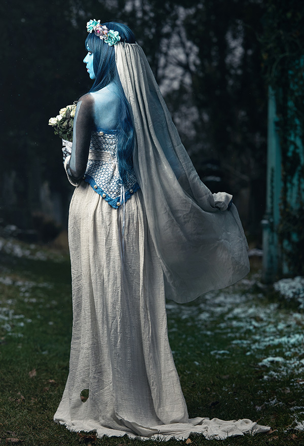 Gothic Halloween Graveyard Ghost Dress Cotton Bride Skeleton Dress with Headdress Gothic Halloween Graveyard Ghost Dress Cotton Bride Skeleton Dress with Headdress