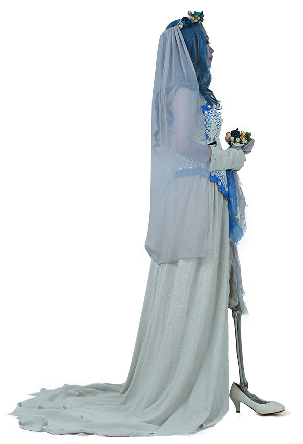 Gothic Halloween Graveyard Ghost Dress Cotton Bride Skeleton Dress with Headdress Gothic Halloween Graveyard Ghost Dress Cotton Bride Skeleton Dress with Headdress