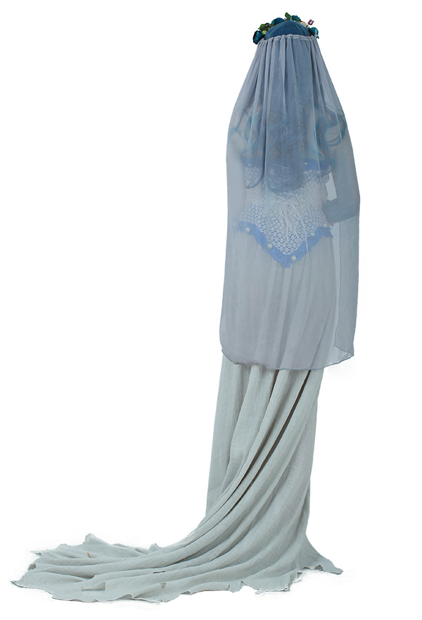 Gothic Halloween Graveyard Ghost Dress Cotton Bride Skeleton Dress with Headdress Gothic Halloween Graveyard Ghost Dress Cotton Bride Skeleton Dress with Headdress